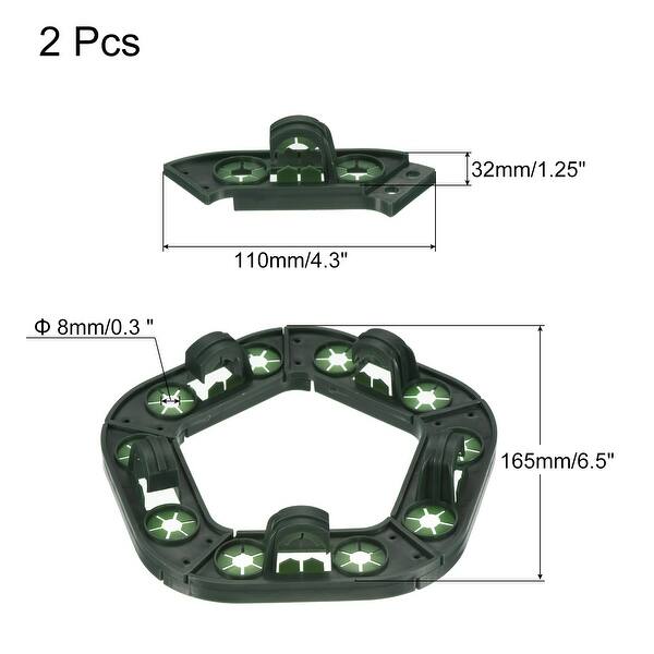 2Pcs 6.5" Wide Bamboo Cane Grips Holder Climbing Plants Support Tray Caps Green Bed Bath